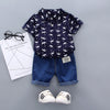 Cobby Fashion Polo With Gartered Blue Pants Set