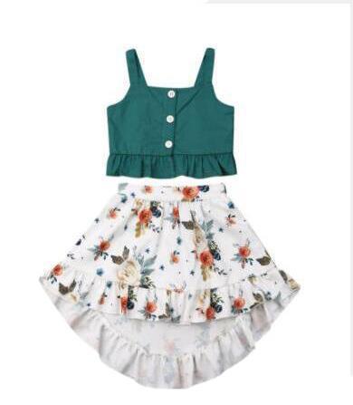 Abigail Buttoned Sleeveless Blouse & Floral Skirt