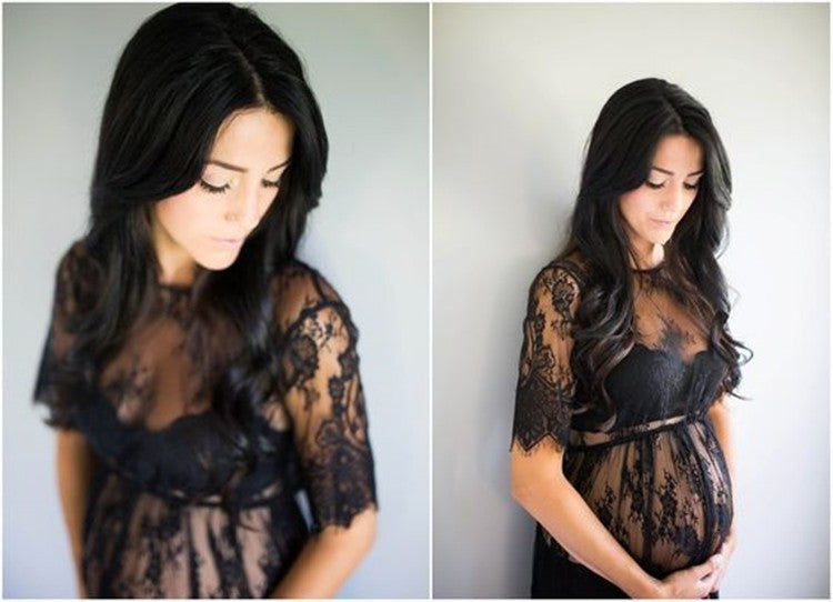 Floral Pattern Lace Maternity Dress