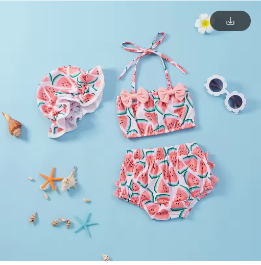 Watermelon Swimsuits Hat Set