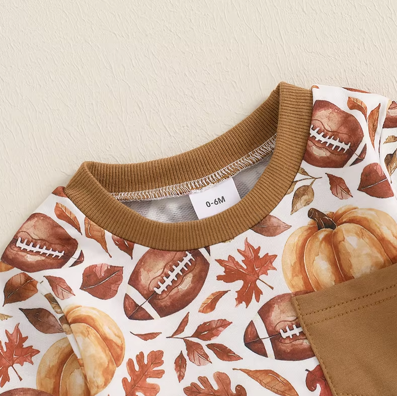 Caleb Rugby Pumpkin Sweatshirt Pants Set