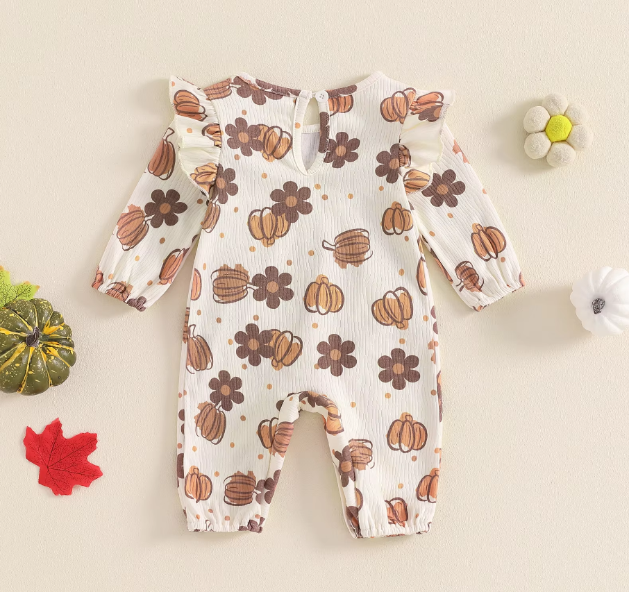 Mika Flower Pumpkin Ruffle Jumpsuit