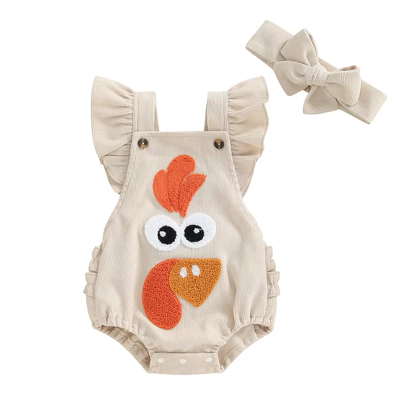 Mila Turkey Ruffle Romper and Headband