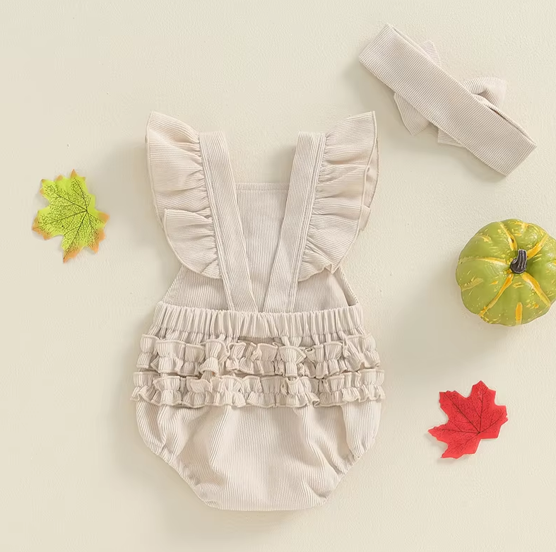 Mila Turkey Ruffle Romper and Headband