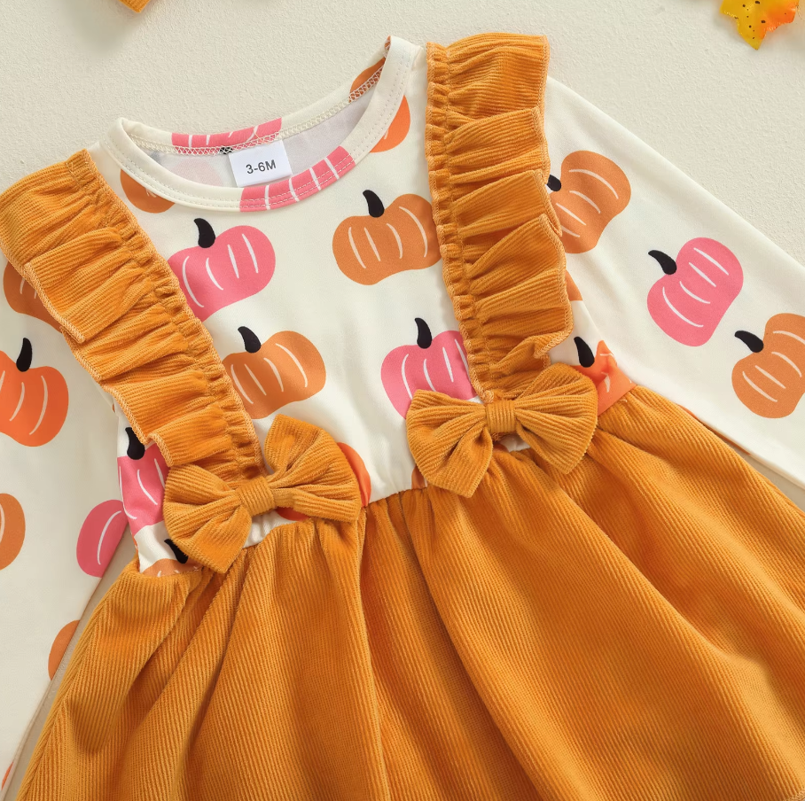 Reese Pumpkin Printed Jumpsuit Romper and Headband