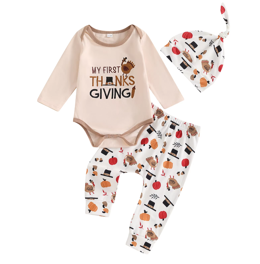 Brad First Thanksgiving Printed Clothes Set