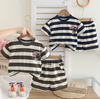 Dog Print Striped T-shirt Shorts Kids