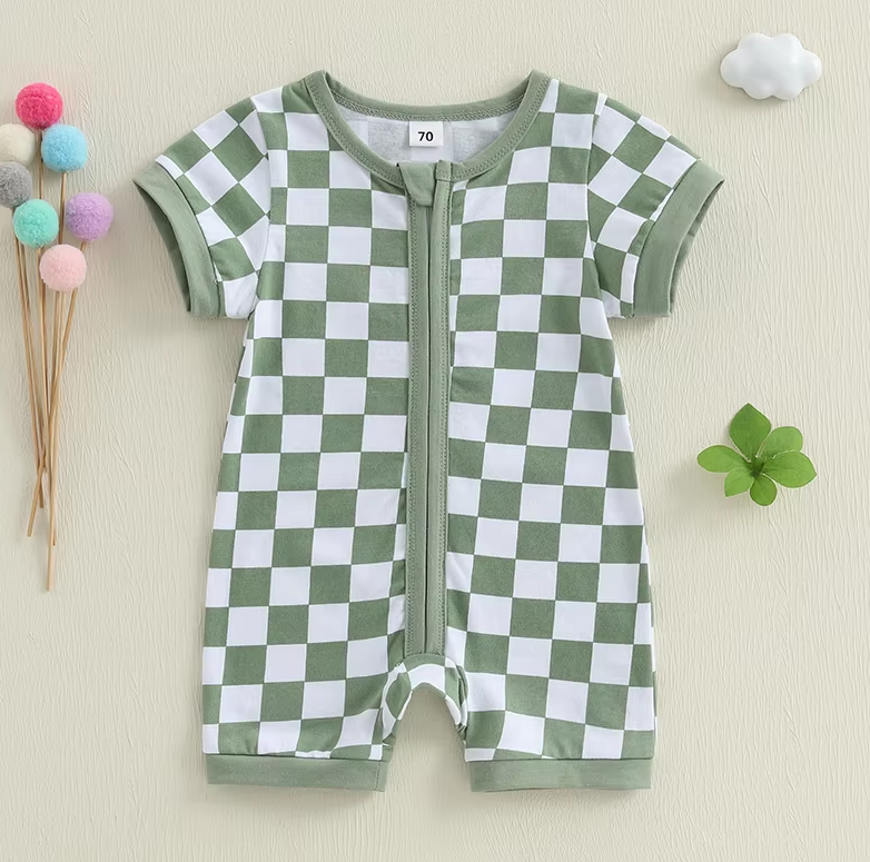 Oliver Zipper Front Checkered board Print Jumpsuits