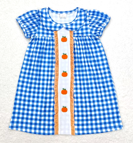 Hailey  Blue Checkered Pumpkin Dress