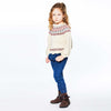 Knitted Long Sleeve Sweater Off White And Burgundy